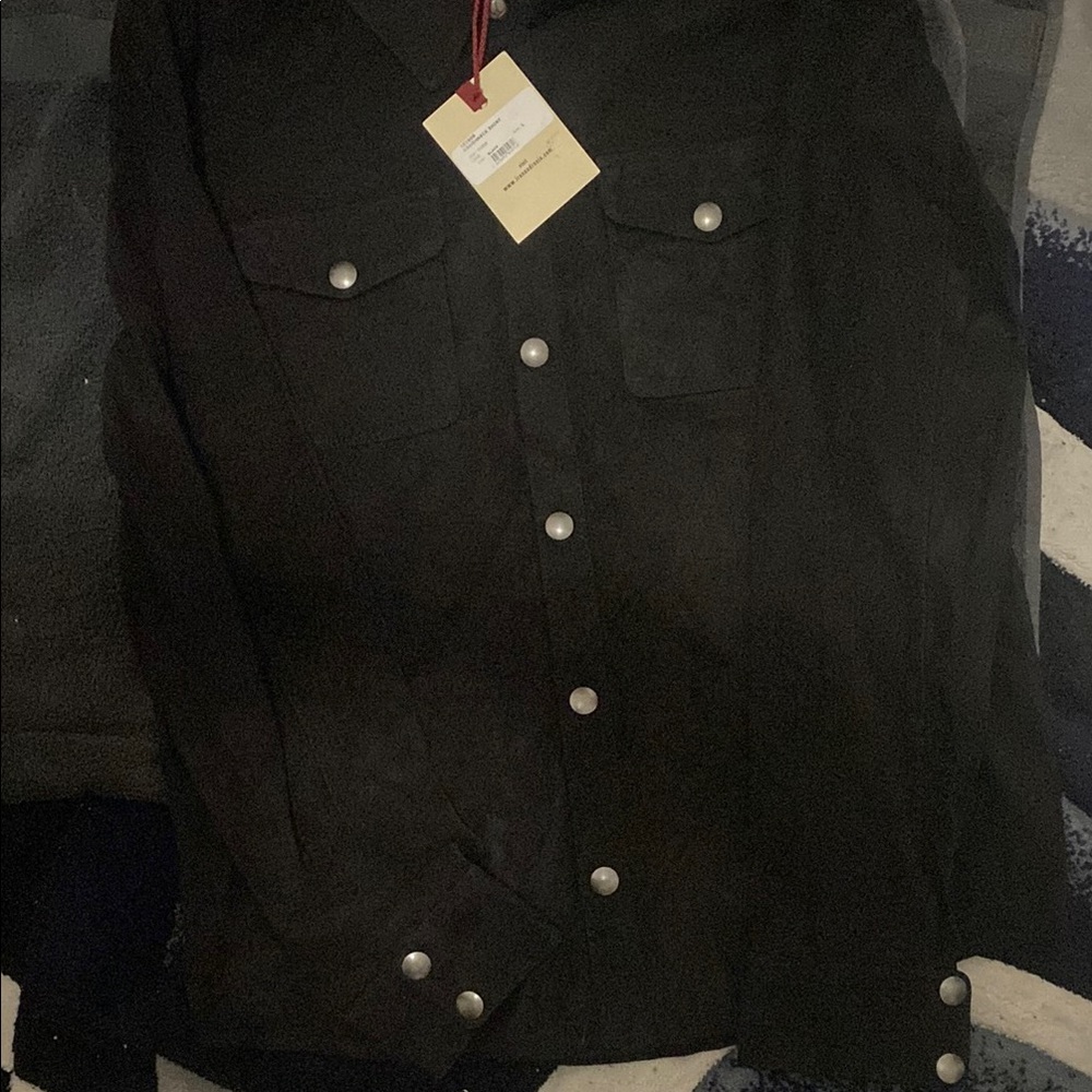 Roughneck shirt Black Button-Up Jacket (Suede)